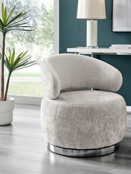 Elegant Swirl Swivel Accent Chair - Gray And Chrome