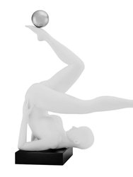 Emma Doll Sculpture - Matte White And Steel - Matte White/Chrome Sphere