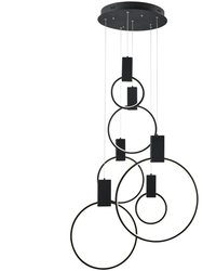 Hong Kong LED Circular Chandelier - Matte Black