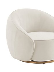 Ivory Swing Luxury Swivel Accent Chair - Ivory And Brushed Gold - White