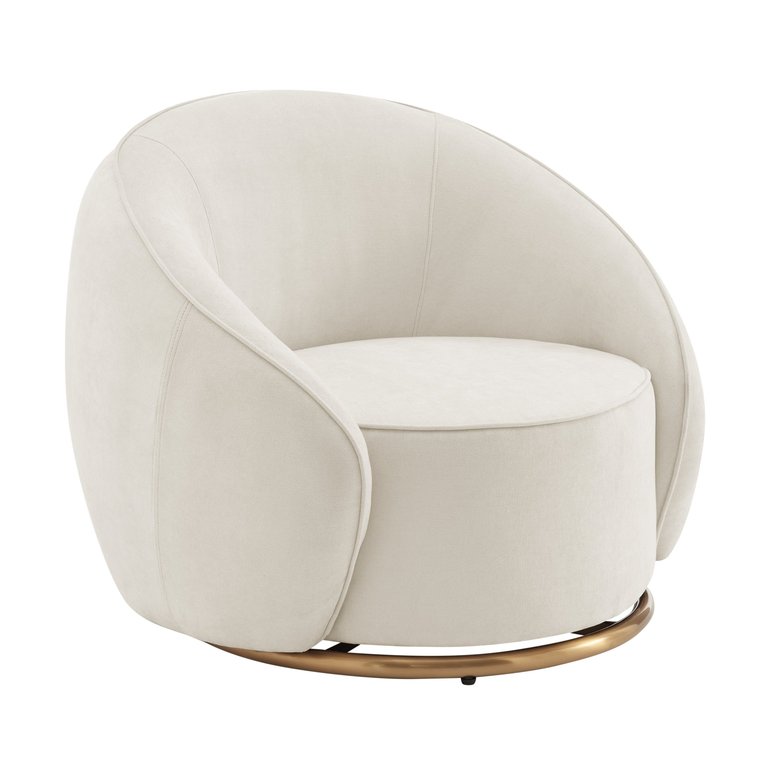 Ivory Swing Luxury Swivel Accent Chair - Ivory And Brushed Gold - White