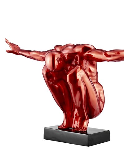 Finesse Decor Large Saluting Man Resin Sculpture 37" Wide x 19" Tall - Metallic Red product