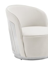 Luxe Elegance Swivel Accent Chair With Chrome Back Detail