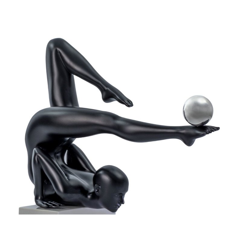 Margaux Doll Sculpture - Matte Black and Steel