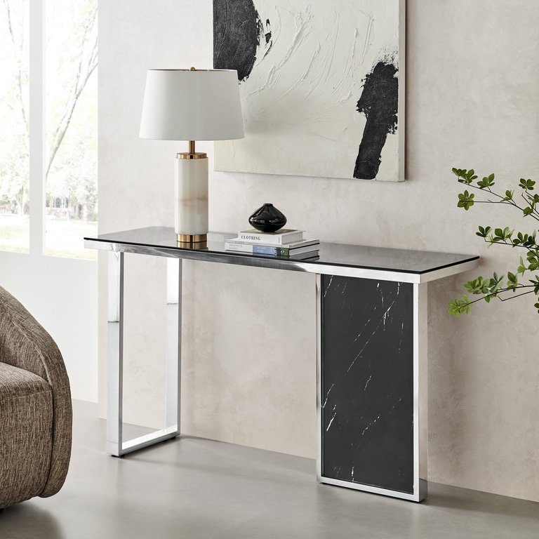 Monolith Chic Marble Console Table - Black