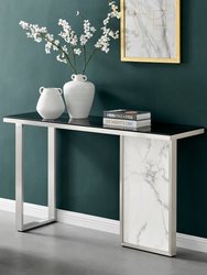Monolith Chic Marble Console Table - White/Black Top