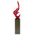 Red Flame Floor Sculpture With Gray Stand, 65" Tall