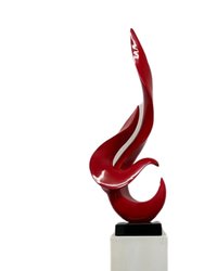 Red Flame Floor Sculpture With White Stand, 65" Tall