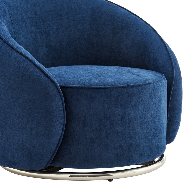 Sapphire Swing Luxury Swivel Accent Chair - Blue And Chrome