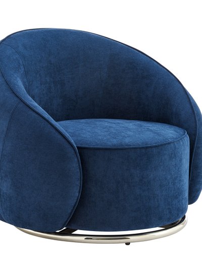 Finesse Decor Sapphire Swing Luxury Swivel Accent Chair - Blue And Chrome product