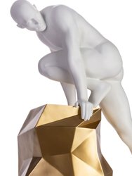 Sensuality Man Sculpture - Matte White And Gold