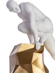 Sensuality Man Sculpture - Matte White And Gold