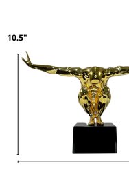 Small Saluting Man Resin Sculpture 17" Wide x 10.5" Tall - Gold Plated