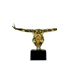 Small Saluting Man Resin Sculpture 17" Wide x 10.5" Tall - Gold Plated - Gold Plated
