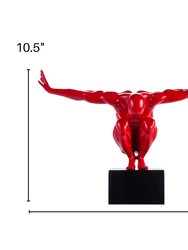 Small Saluting Man Resin Sculpture 17" Wide x 10.5" Tall - Red