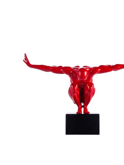 Finesse Decor Small Saluting Man Resin Sculpture 17" Wide x 10.5" Tall - Red product