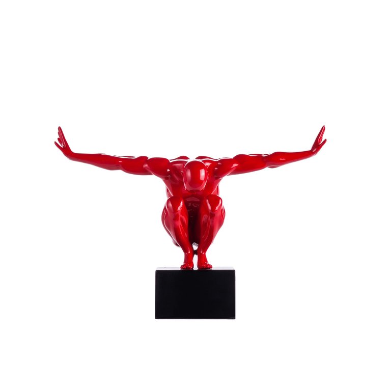 Small Saluting Man Resin Sculpture 17" Wide x 10.5" Tall - Red - Red