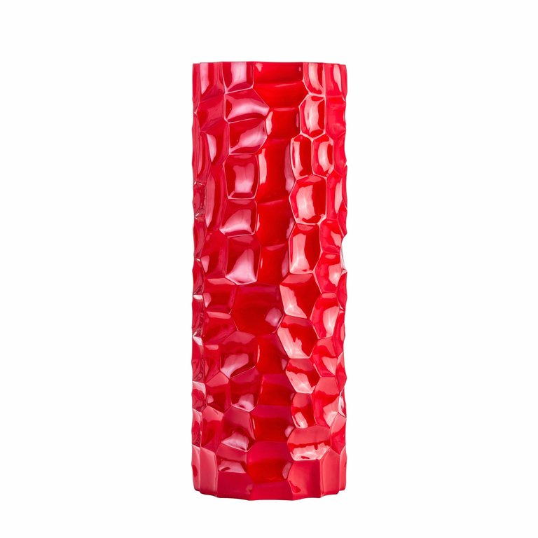 Textured Honeycomb Vase 36" - Red - Red