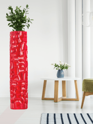 Textured Honeycomb Vase 52" - Red
