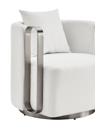 Finesse Decor The Marvel Contemporary Swivel Accent Chair - White And Brushed Nickel product