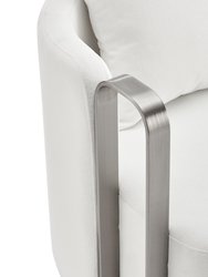 The Marvel Contemporary Swivel Accent Chair - White And Brushed Nickel
