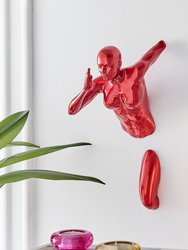 Wall Sculpture running  13" Woman - Metallic Red