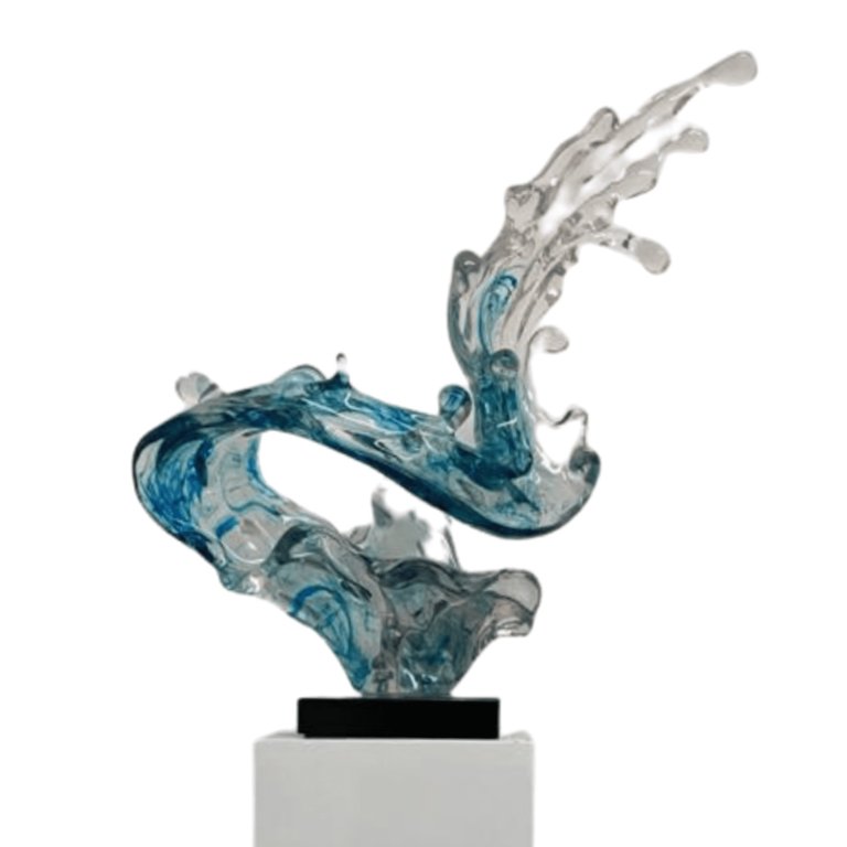 Wave Sculpture in Transparent In Blue Large -  Top Only