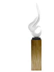 White Flame Floor Sculpture With Bronze Stand, 65" Tall