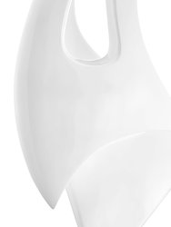 White Sail Floor Sculpture With White Stand, 70" Tall