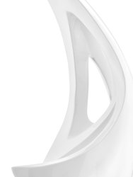 White Sail Floor Sculpture With White Stand, 70" Tall