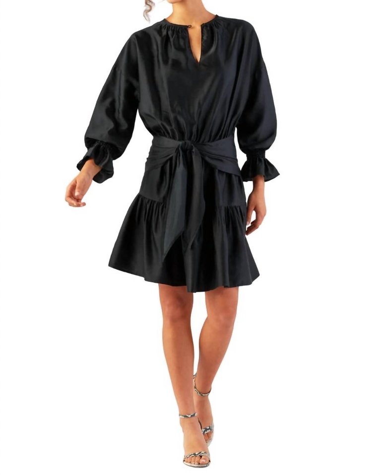 Coco Silk Dress In Black - Black