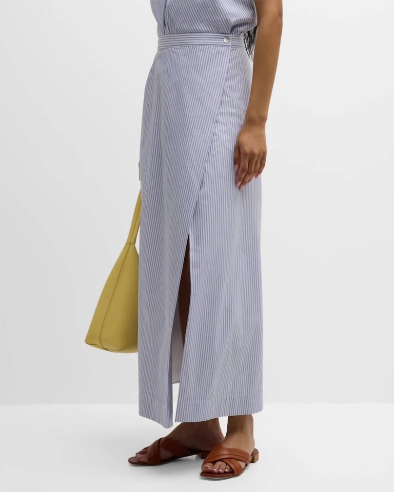 Inverted Pleat Skirt In Blue/White Stripe - Blue/white Stripe