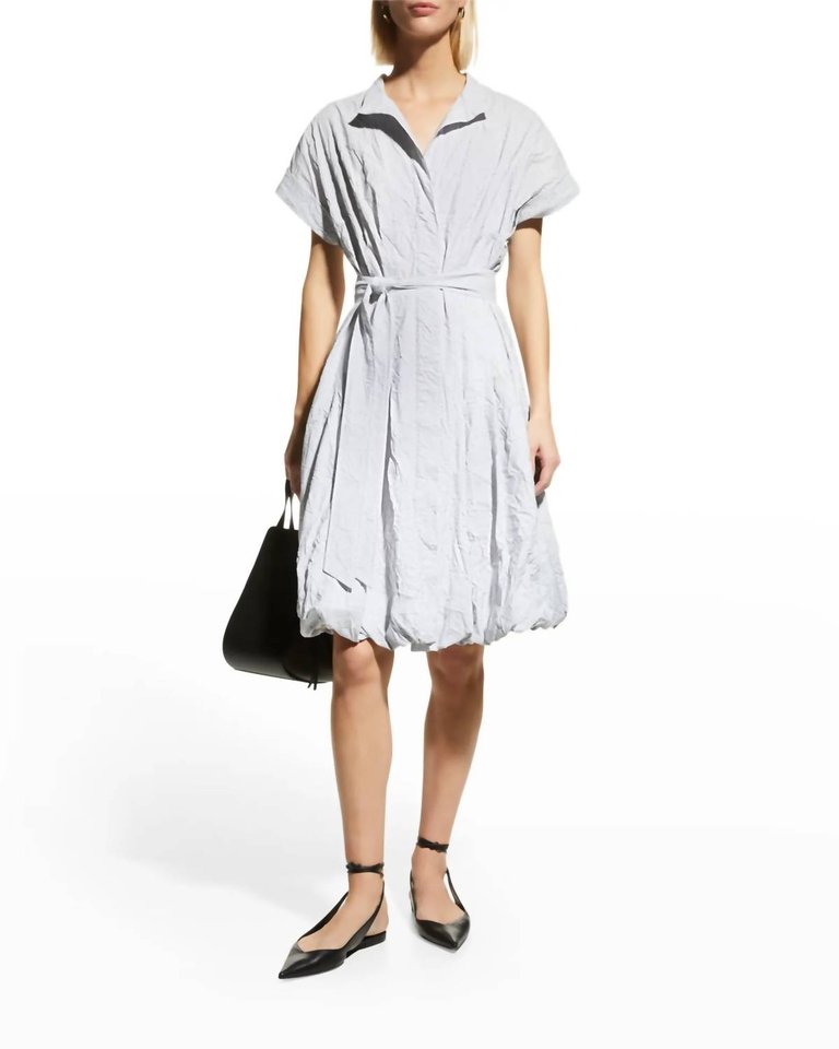 Lilibet Crushed Pinstripe Bubble Dress - Black & White