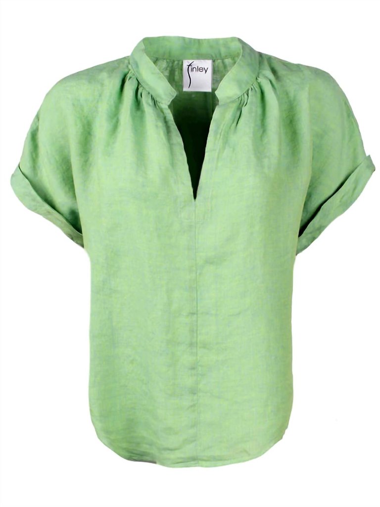 Women's Jay Crossdye Linen Top In Green Tea - Green Tea