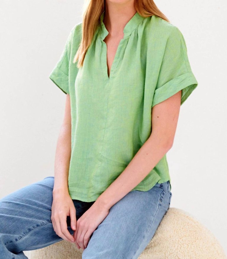 Women's Jay Crossdye Linen Top In Green Tea