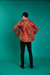 Ruben Long Sleeve Silk Shirt Red Jaguar
