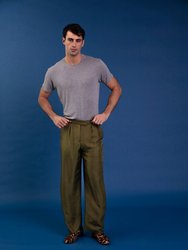 Salinas Silk Trouser Green Khaki - Green Khaki