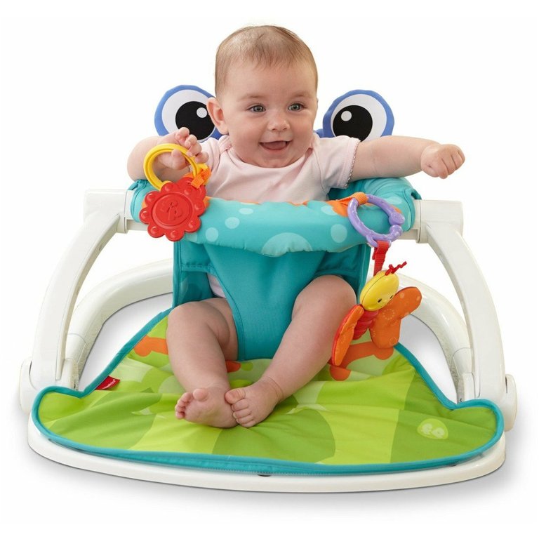 Fisher-Price Sit-Me-Up Floor Seat - Frog, portable baby chair with toys