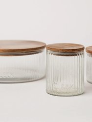 Fluted Glass Storage Jars - Set Of 3