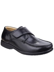 Mens Fred Dual Fit Leather Moccasin - Black - Black