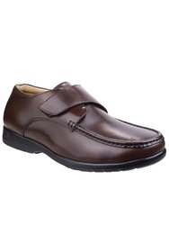 Mens Fred Dual Fit Leather Moccasin Shoes - Brown - Brown