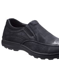 Mens Goa Leather Slip-On Shoes - Black - Black