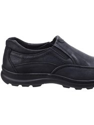 Mens Goa Leather Slip-On Shoes - Black