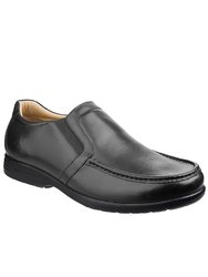 Mens Gordon Dual Fit Leather Moccasin - Black - Black