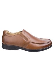 Mens Gordon Dual Fit Leather Moccasin Shoes - Tan