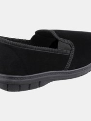 Mens John Twin Gusset Memory Foam Slipper - Black