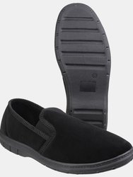 Mens John Twin Gusset Memory Foam Slipper - Black