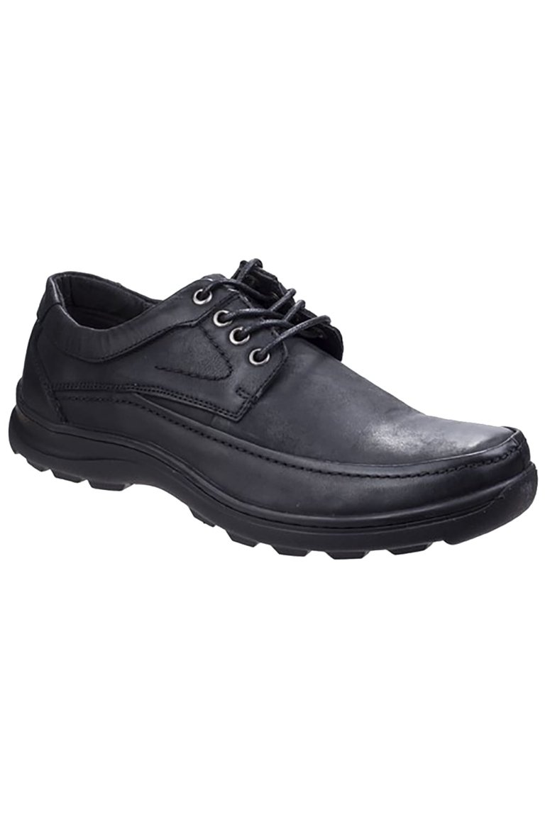 Mens Leather Luxor Lace-Up Shoes - Black - Black