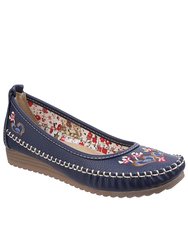 Women/Ladies Algarve Moccasin Shoes - Navy - Navy