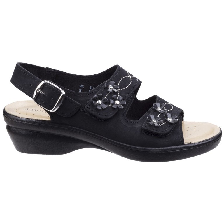 Womens/Ladies Amaretto Touch Fastening Leather Sandals - Black